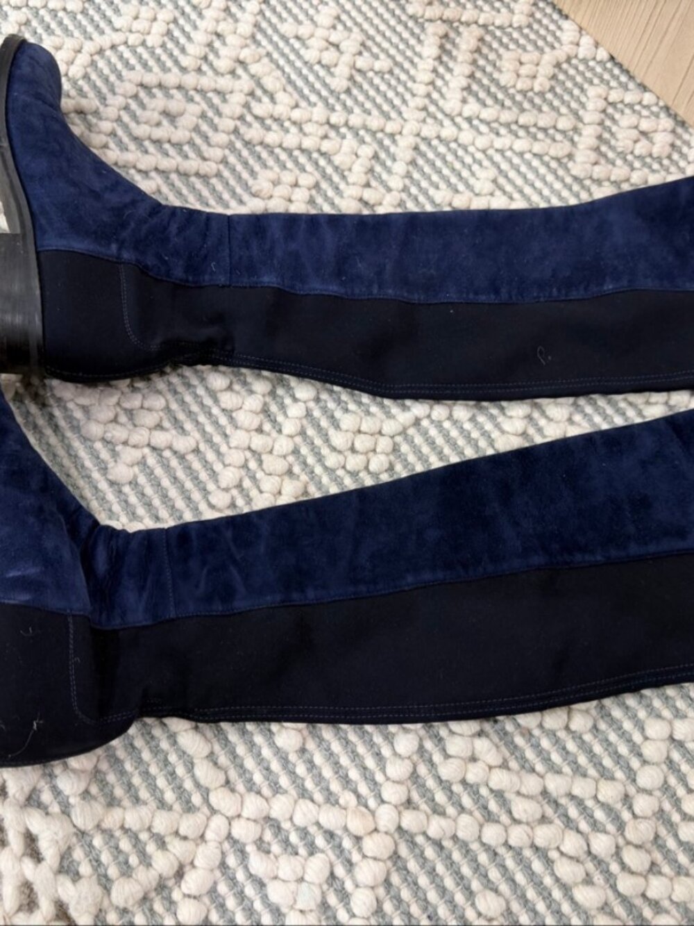 Stuart Weitzman 5050 Over The Knee Boots Navy Suede Stretch Panel US 6.5
